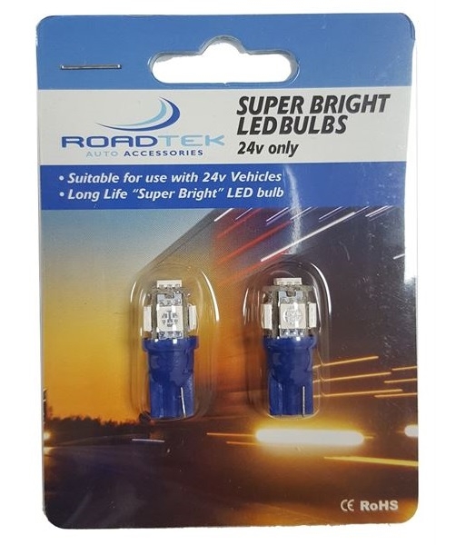 ROADTEK T10-5SMD 24V LED BULBS (BLUE) - 2PCS/PACK