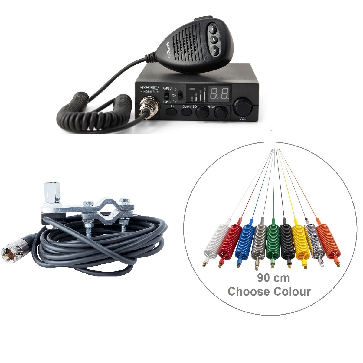 CB Radio Kit 90 (Radio, Antenna & Mirror Mount)