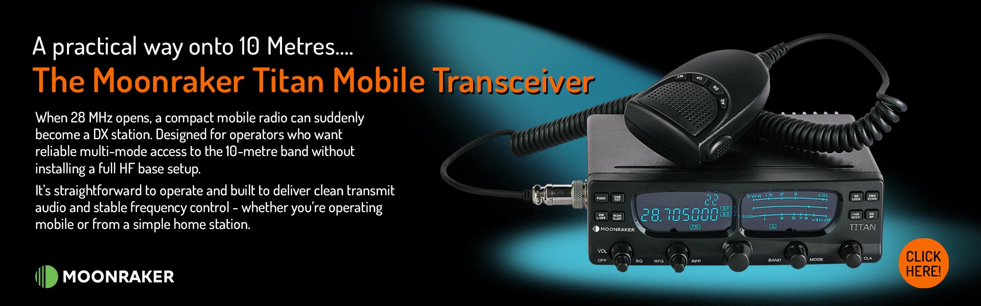 Moonraker Titan MKII 10m mobile transceiver amateur radio HF 28-29.7MHz